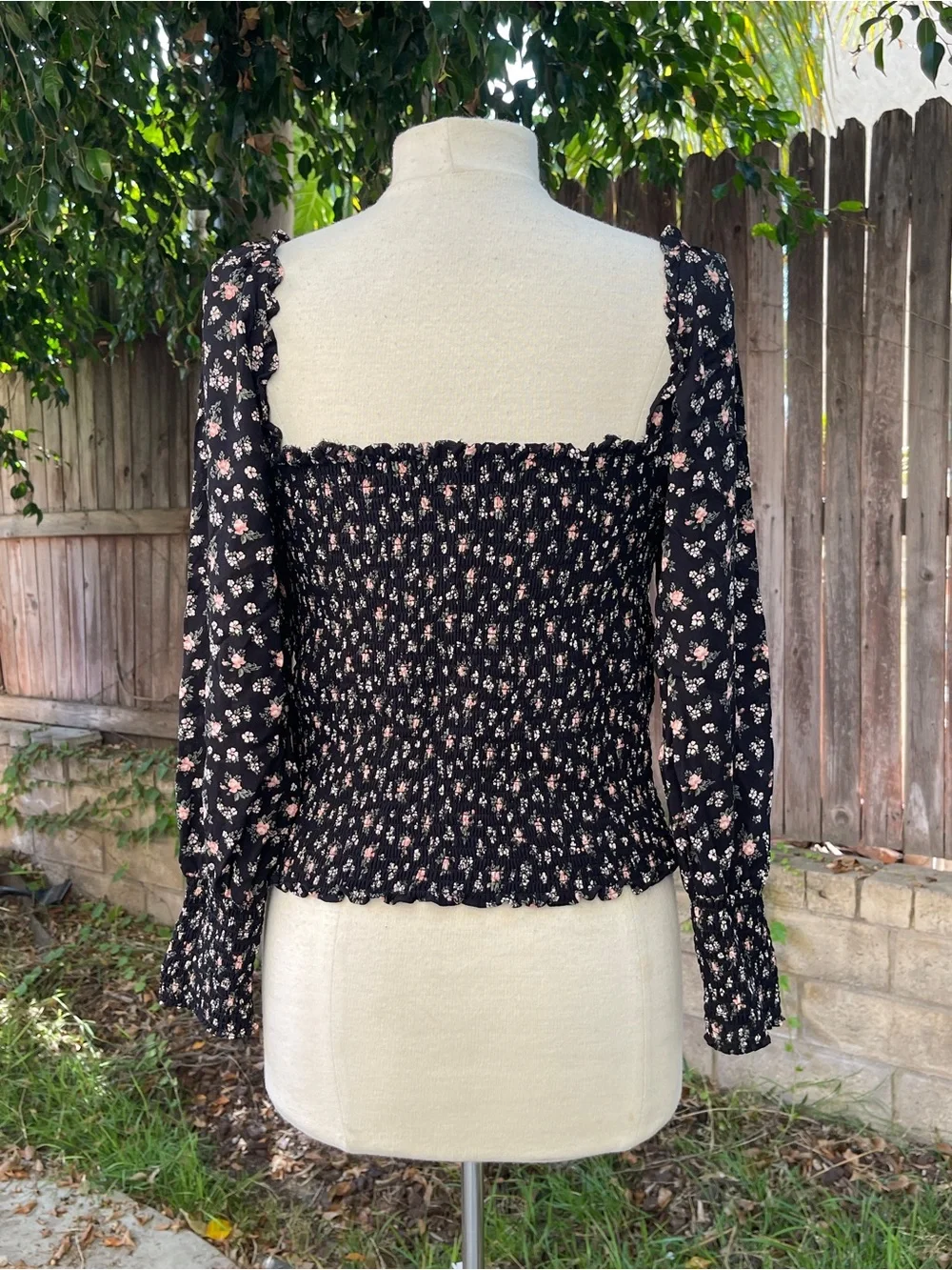 Reformation Pinto Smocked Square Neck Floral Peasant Top cottage festival 1X